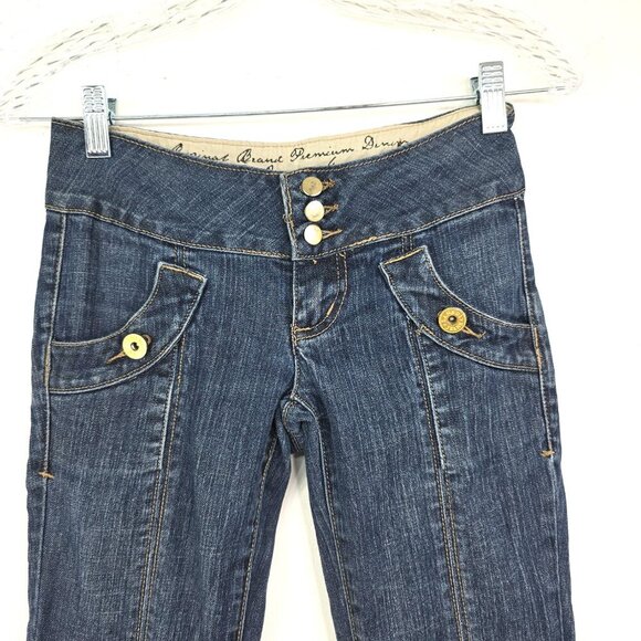 Vintage Y2K Zanadi Dark Wash Super Low Waist Skinny Denim Jeans 26x31 - Picture 2 of 8